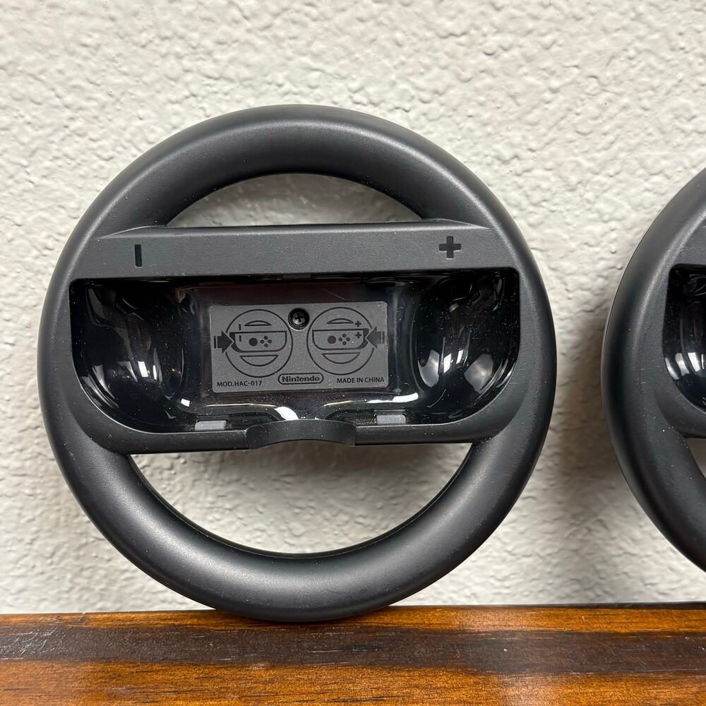 Set of 2 Wii Switch Black Steering Wheels for Joycon Controllers Racing Game - Picture 2 of 7